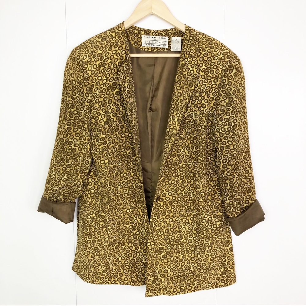 VINTAGE Beautiful Pacific Silk Lined Unstructured Blazer Medium 100% Silk